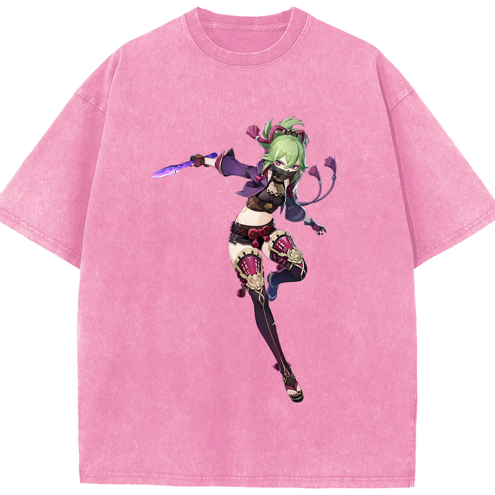 げんし神  久岐忍 くき しのぶ genshin Kuki Shinobu 綿100% ヴィンテージ風 半袖Tシャツ（フロントプリント）